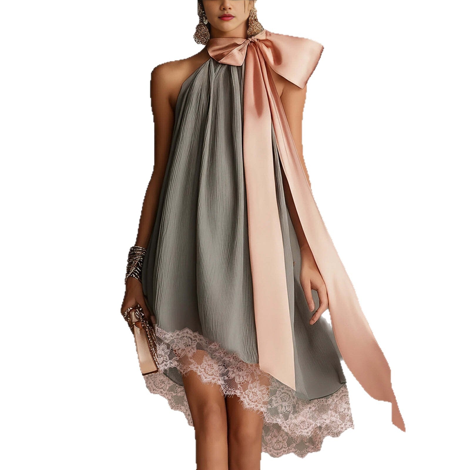 Langes, figurbetontes und schlankmachendes Damen-Maxikleid mit Muster und ohne Träger – ideal für den Urlaub