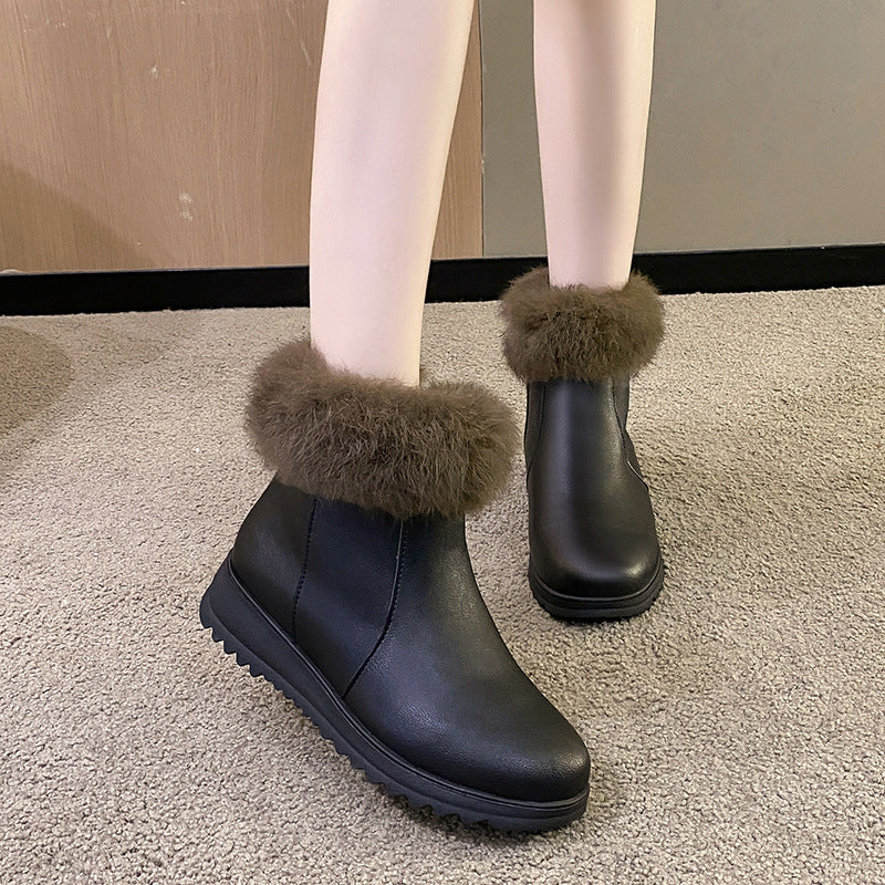 Gefütterte Damen-Kurzstiefel mit Reißverschlüssen