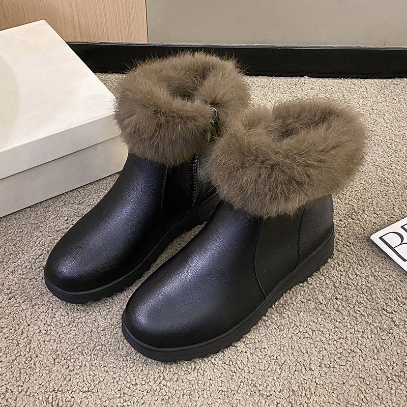 Gefütterte Damen-Kurzstiefel mit Reißverschlüssen