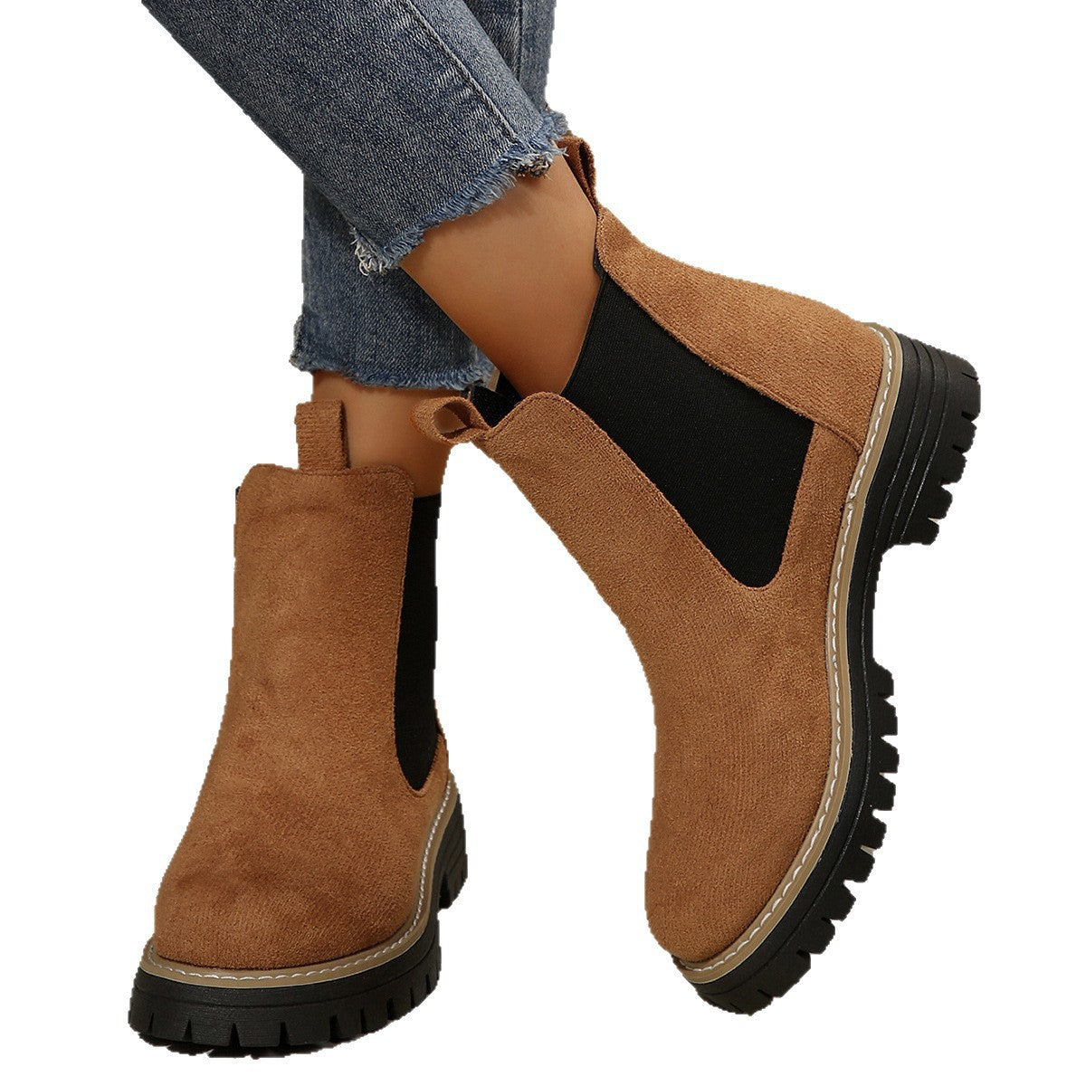 Matte Damen-Winterstiefel mit runder Spitze